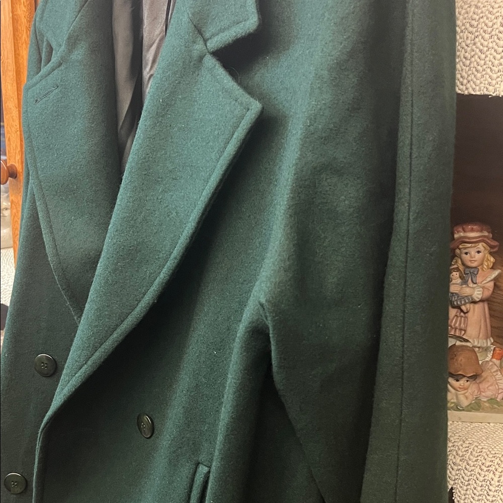 Chic Forest Green Double-Breasted Trench Coat - Picture 5 of 6